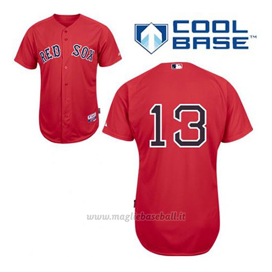 Maglia Baseball Uomo Boston Red Sox 13 Hanley Ramirez Rosso Alterner Cool Base
